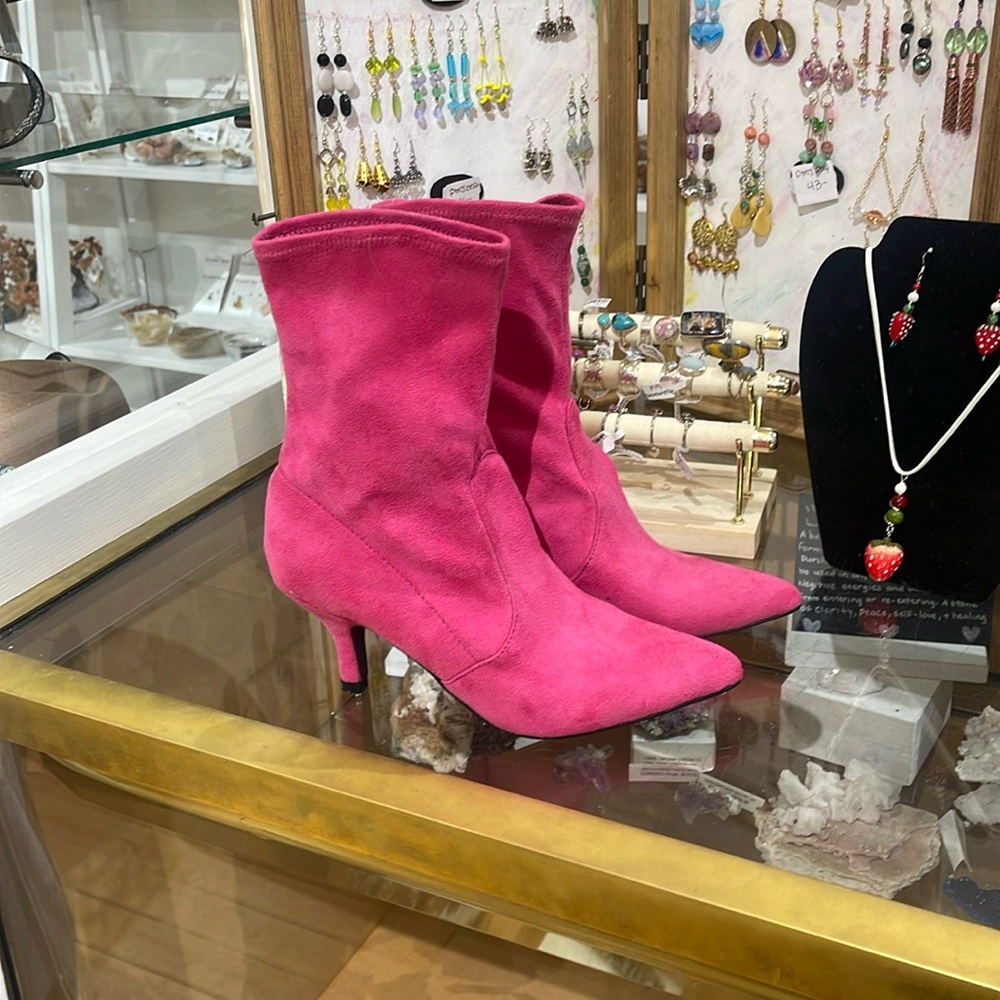 Pink Suede Boots